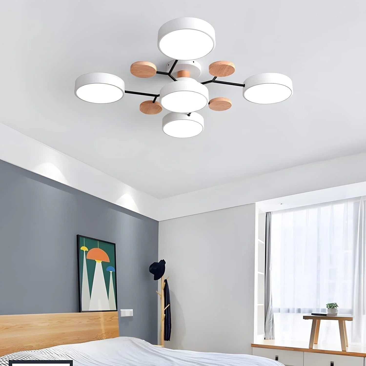 Contemporary Ceiling Round Iron LED and Wood Accents - Image 38