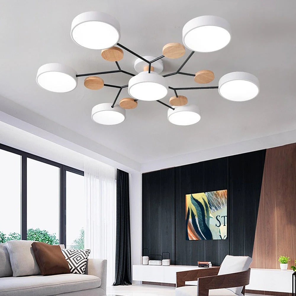 Contemporary Ceiling Round Iron LED and Wood Accents - Image 40