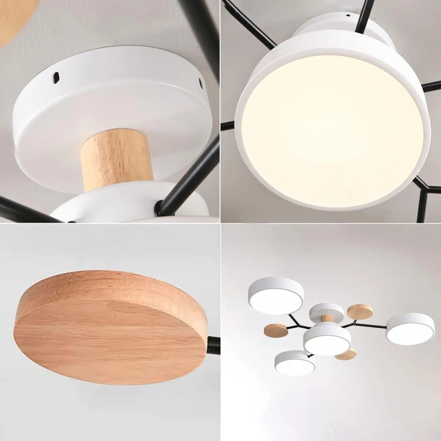 Contemporary Ceiling Round Iron LED and Wood Accents - Image 42