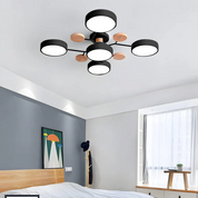 Contemporary Ceiling Round Iron LED and Wood Accents - Image 6