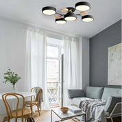 Contemporary Ceiling Round Iron LED and Wood Accents - Image 8