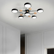 Contemporary Ceiling Round Iron LED and Wood Accents - Image 9