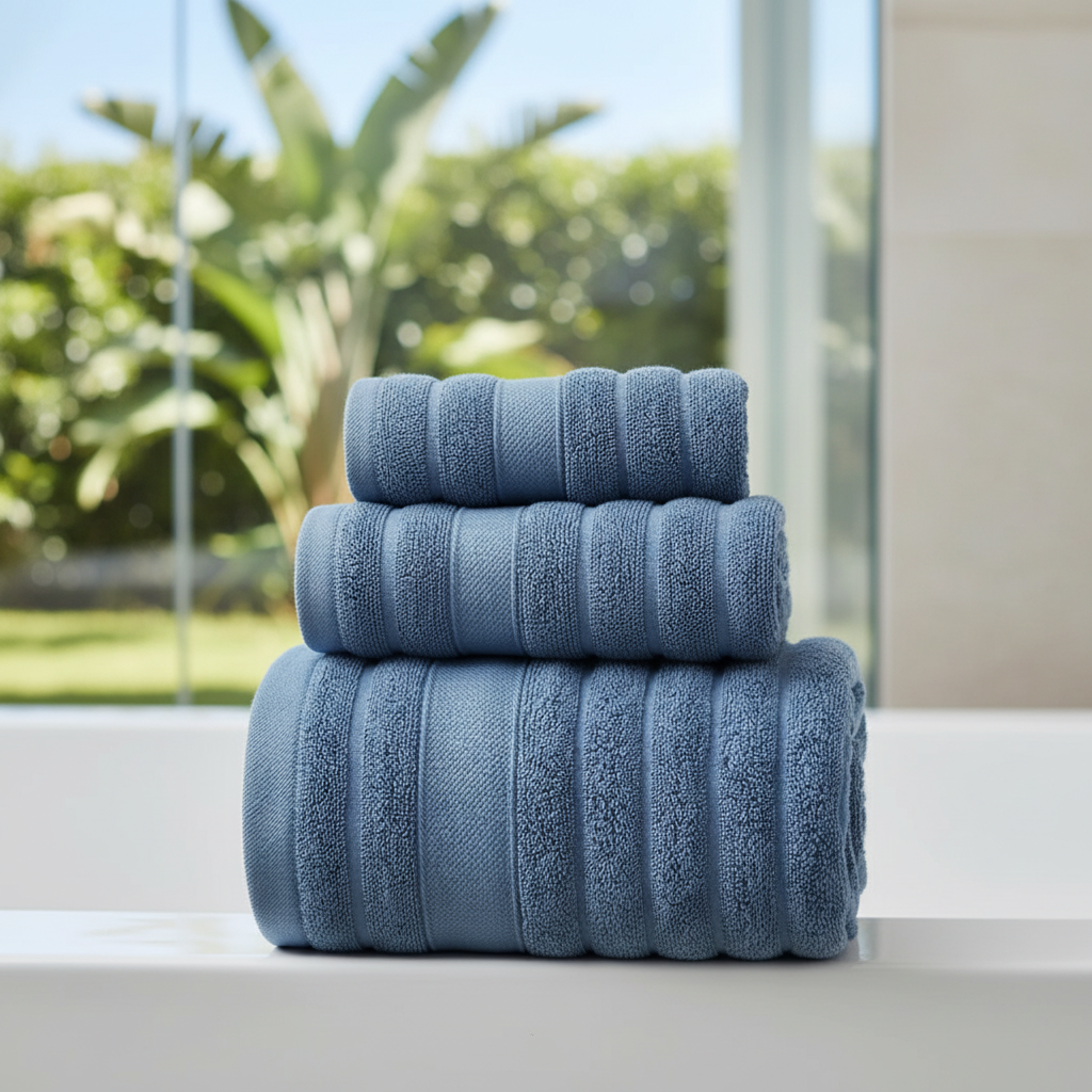 Cotton Bath Towel Set Soft Absorbent 100% Cotton 3-Piece Set - Image 1
