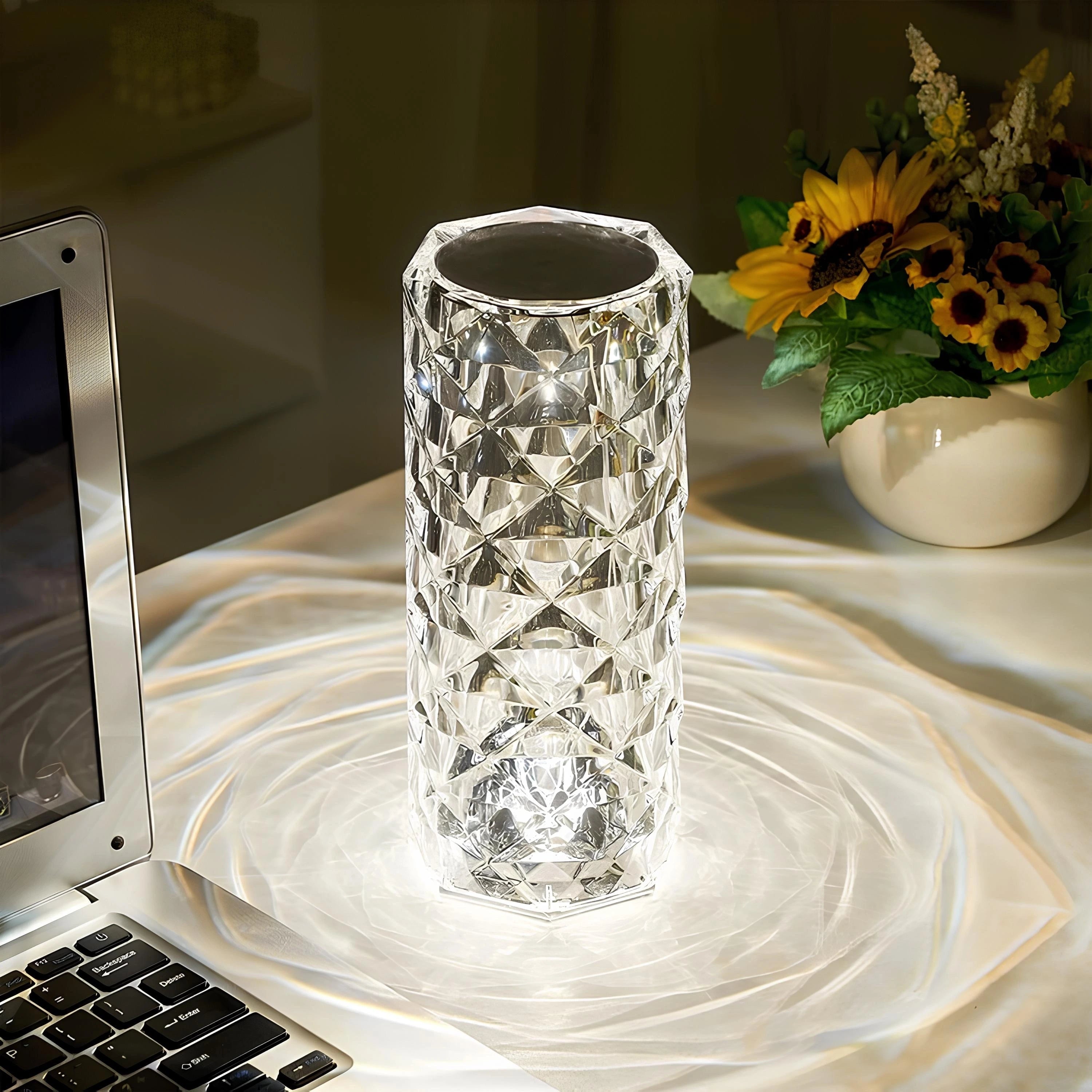 Crystal Touch Lamp Modern Glass Table Light Rechargeable LED - Image 1