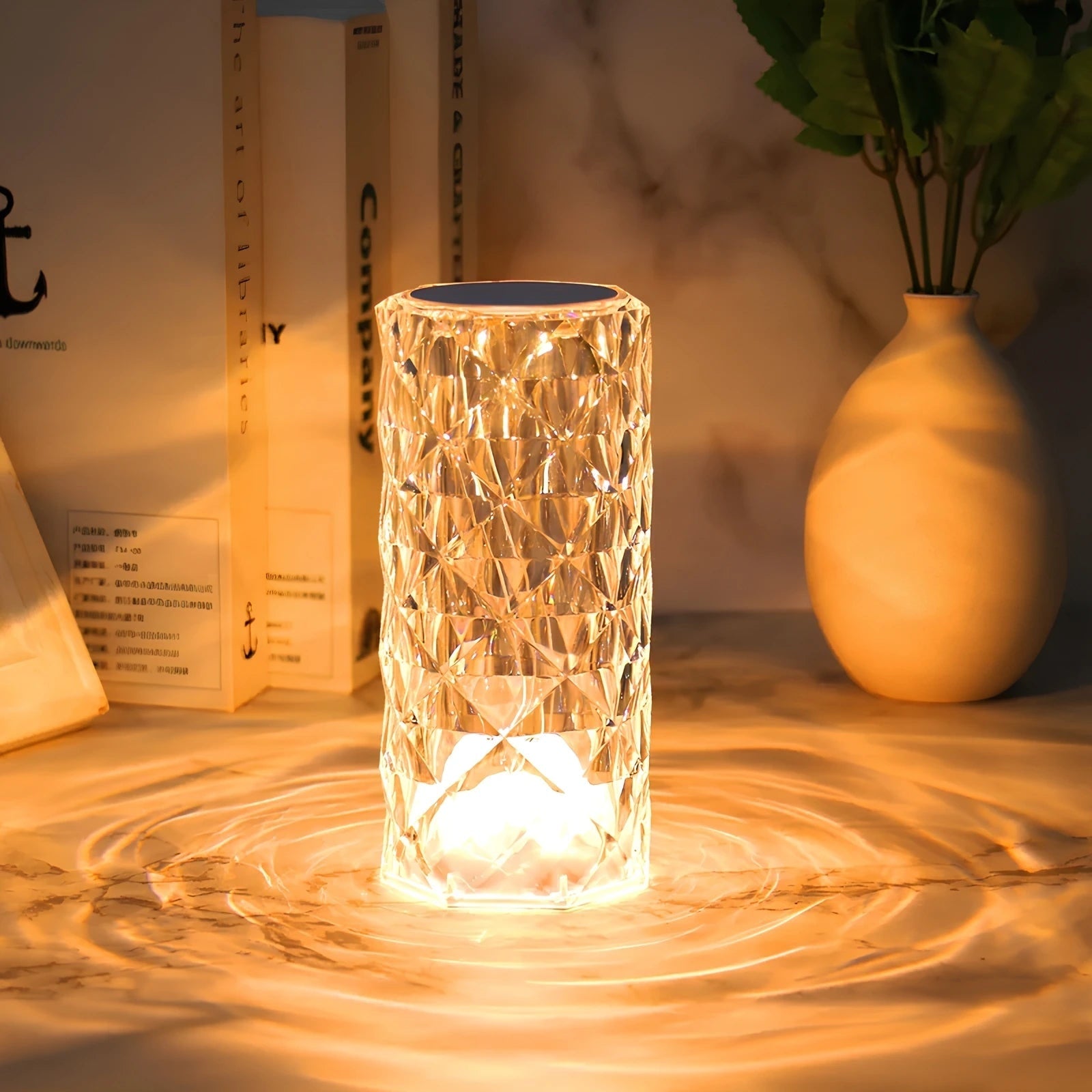 Crystal Touch Lamp Modern Glass Table Light Rechargeable LED - Image 2