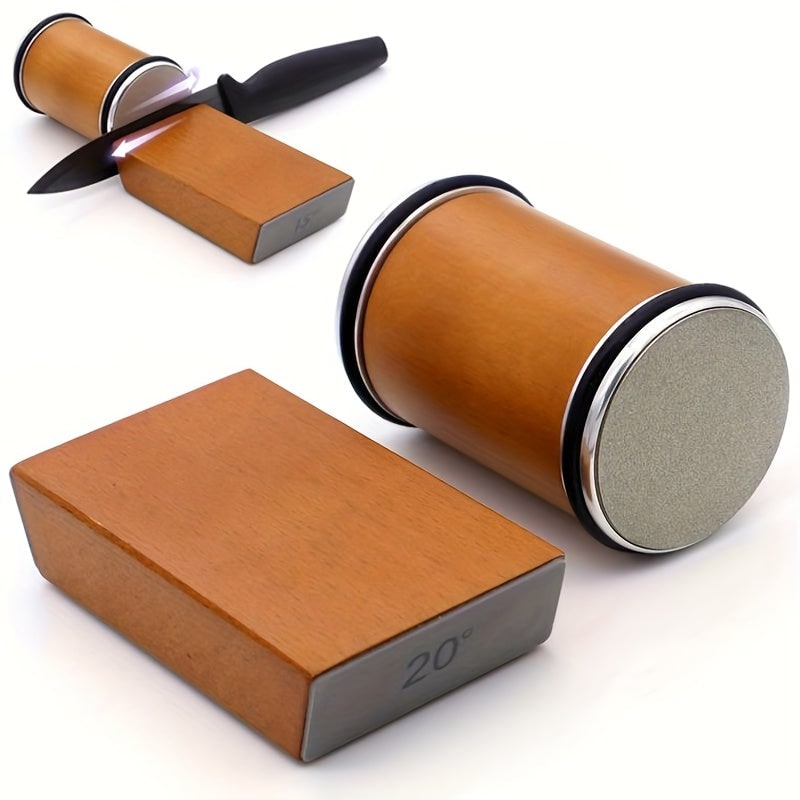 Diamond Knife Sharpener Set Magnetic Holder Wood & Metal Tools - Image 1