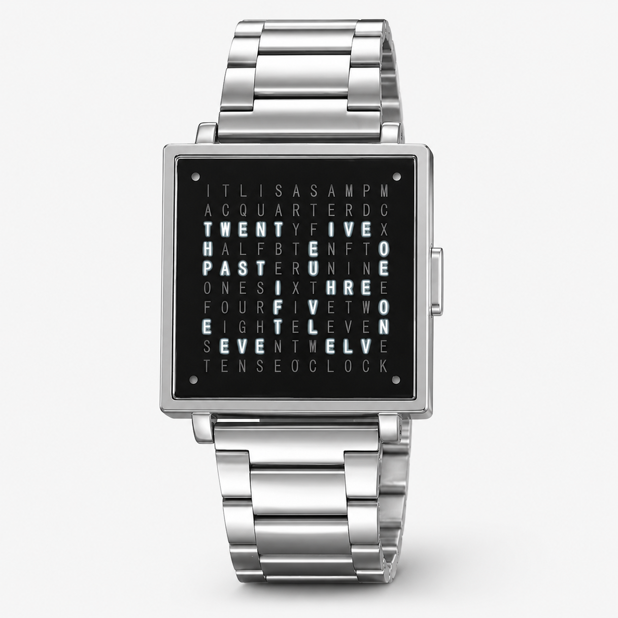 Digital Watch Word Display Illuminated Square Face Unisex - Image 1