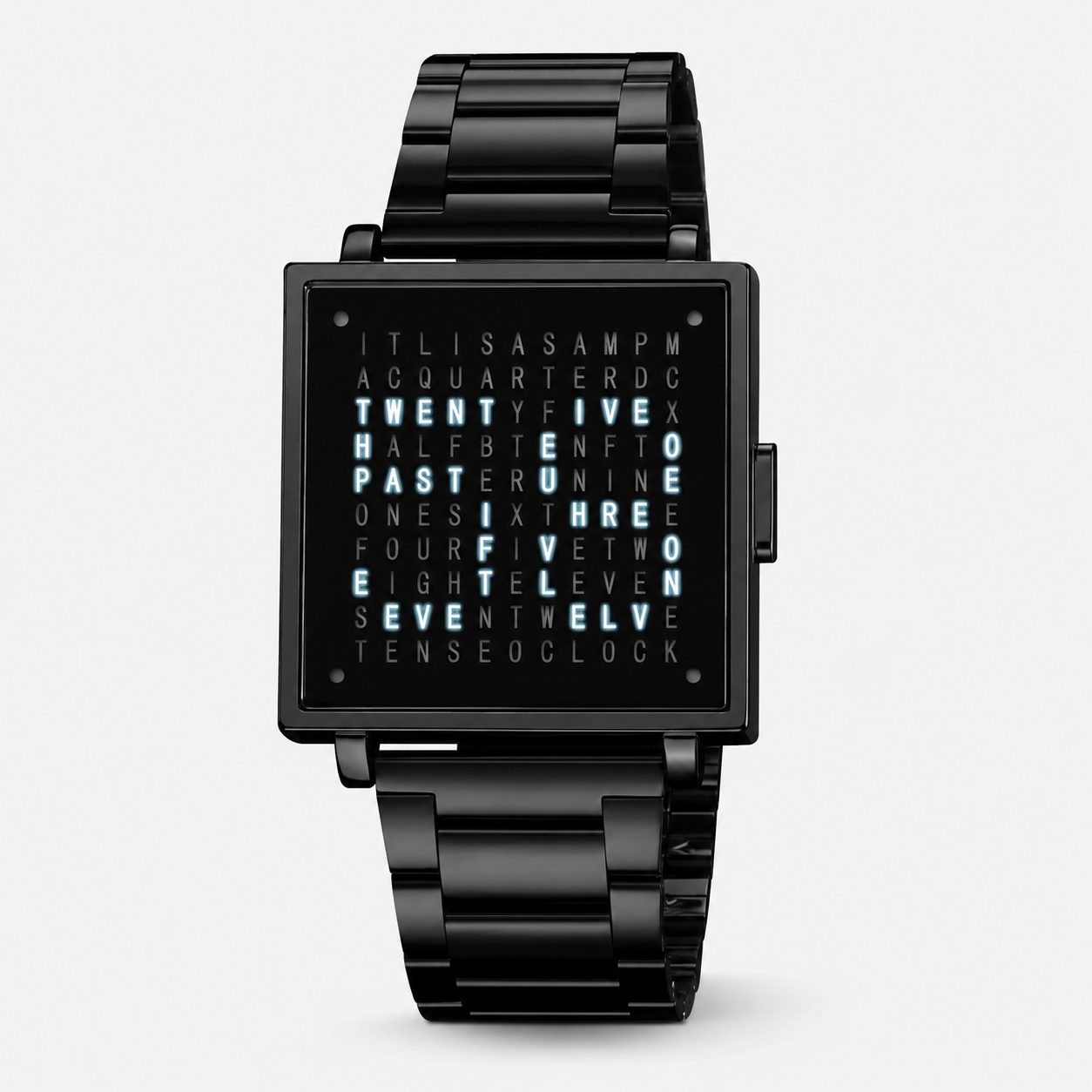 Digital Watch Word Display Illuminated Square Face Unisex - Image 3