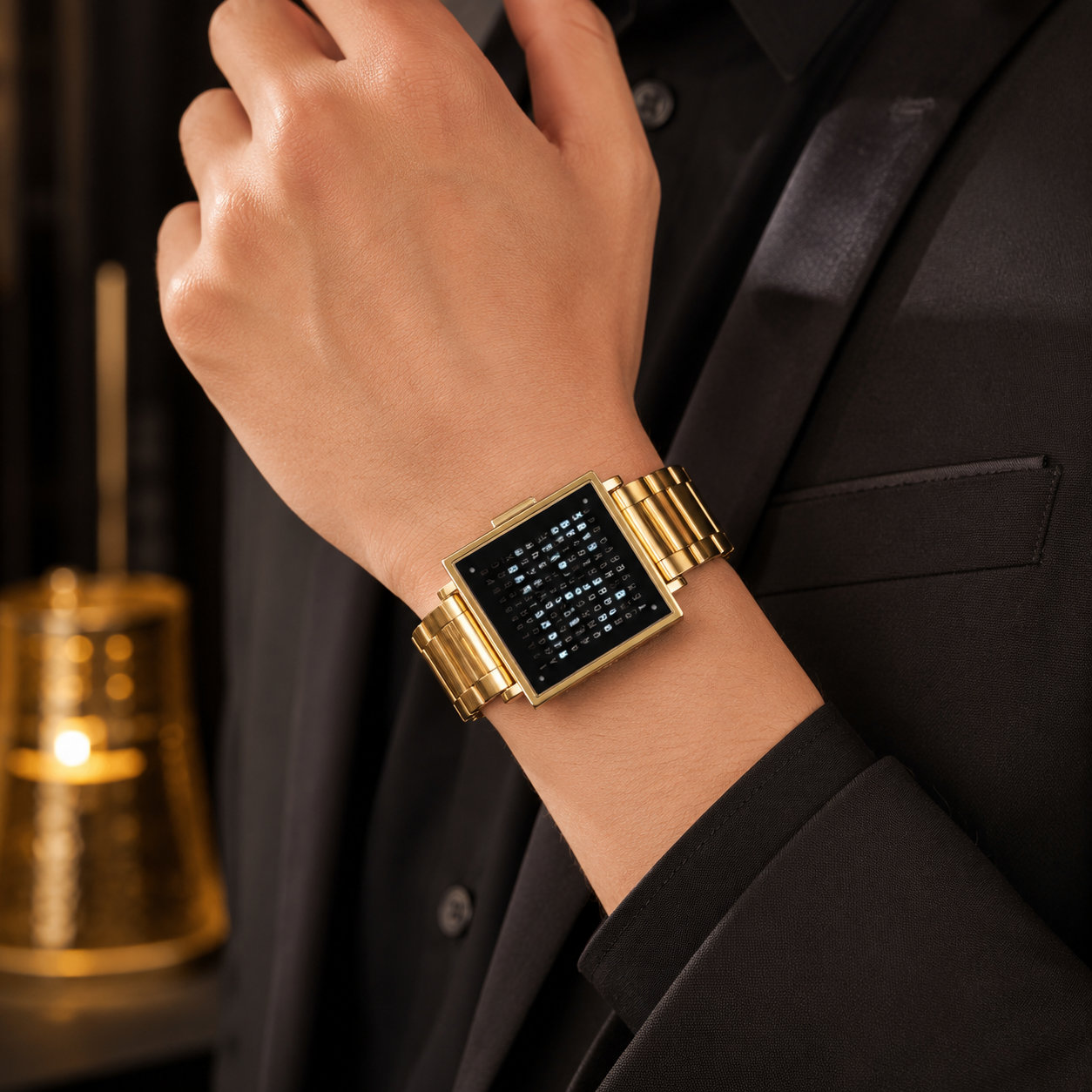 Digital Watch Word Display Illuminated Square Face Unisex - Image 8