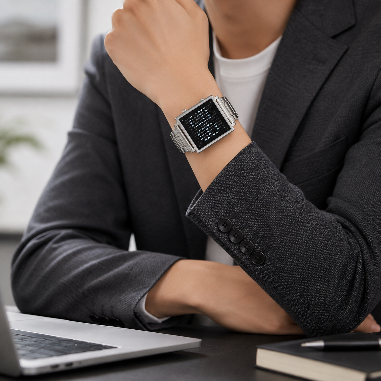 Digital Watch Word Display Illuminated Square Face Unisex - Image 9