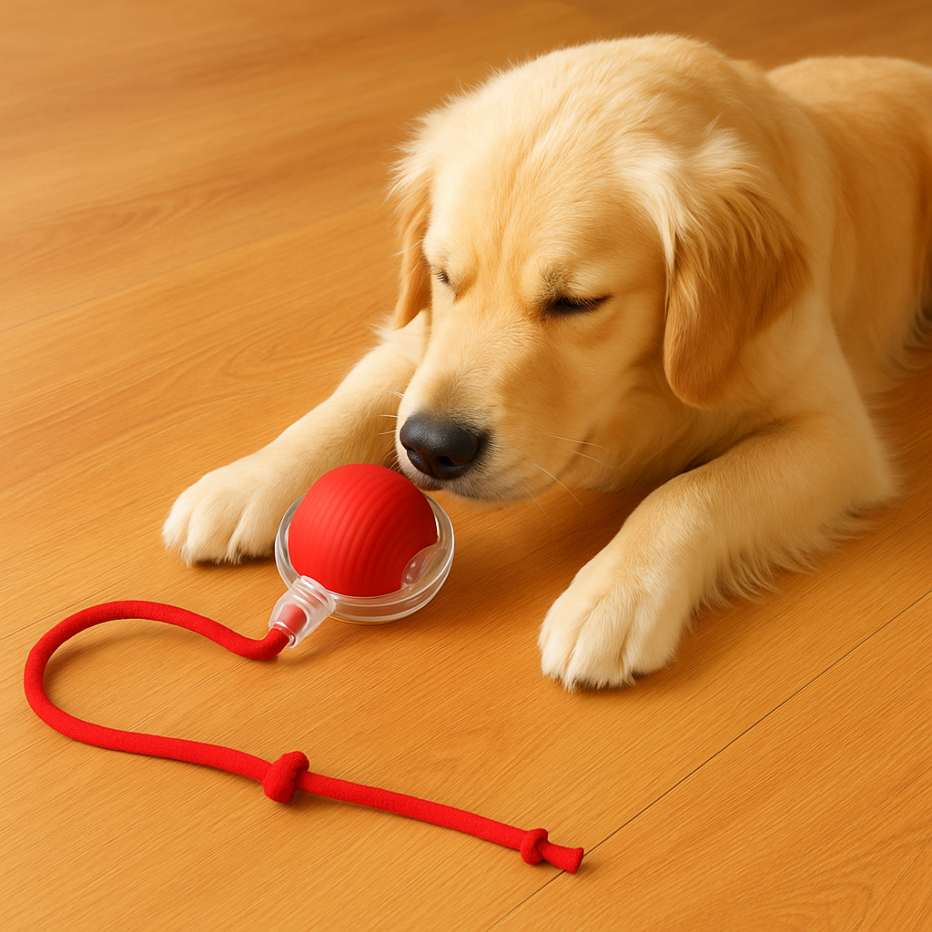 Dog Fetch Toy Rope Durable Rubber Ball Interactive Playtime - Image 1
