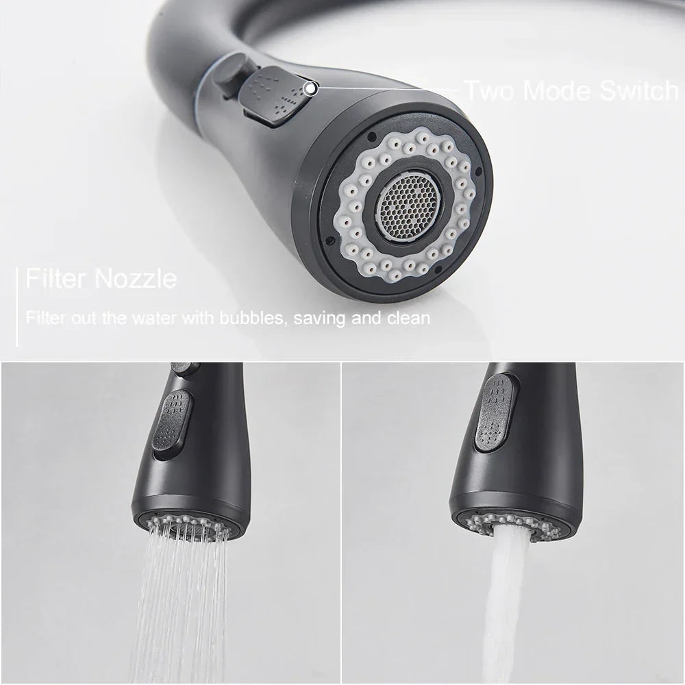 Extendable Kitchen Faucet Shower Function Stainless Steel Design - Image 2