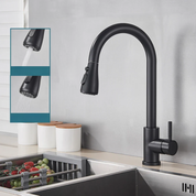Extendable Kitchen Faucet Shower Function Stainless Steel Design - Image 3