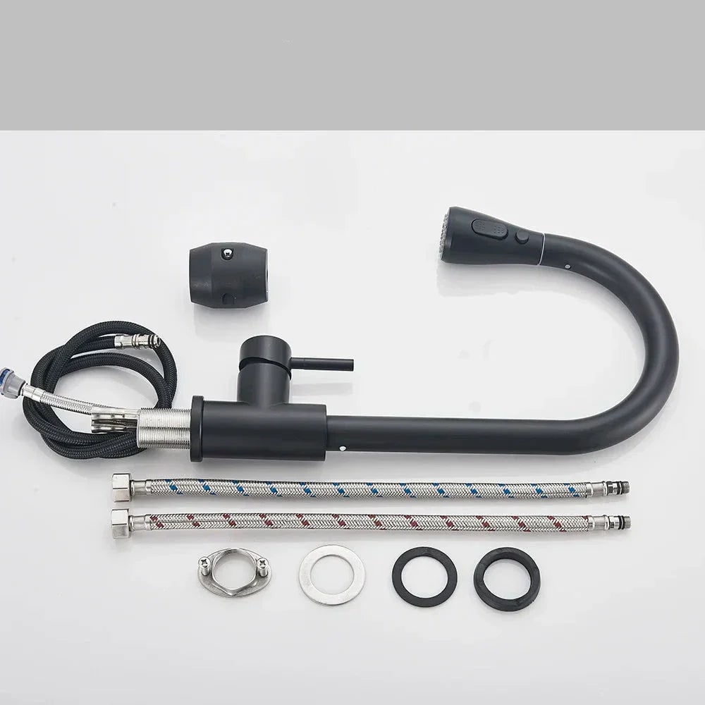 Extendable Kitchen Faucet Shower Function Stainless Steel Design - Image 4