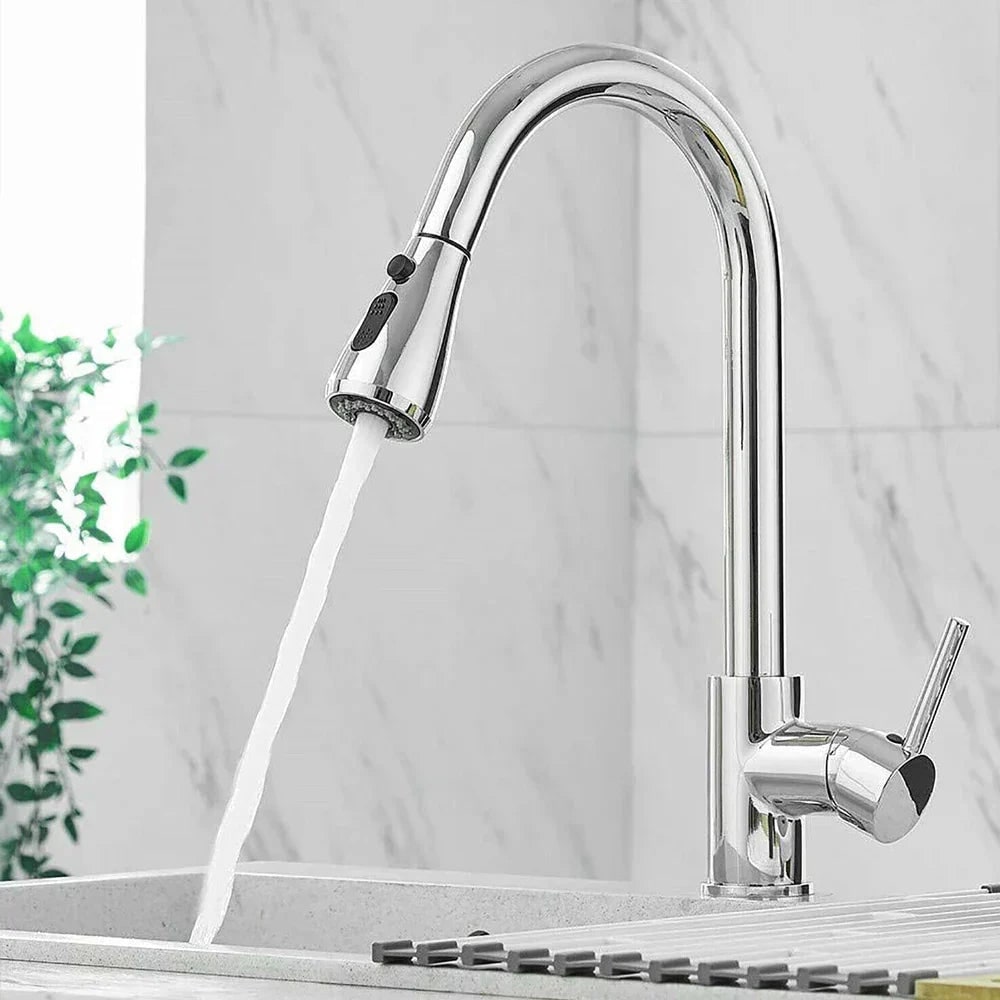 Extendable Kitchen Faucet Shower Function Stainless Steel Design - Image 7