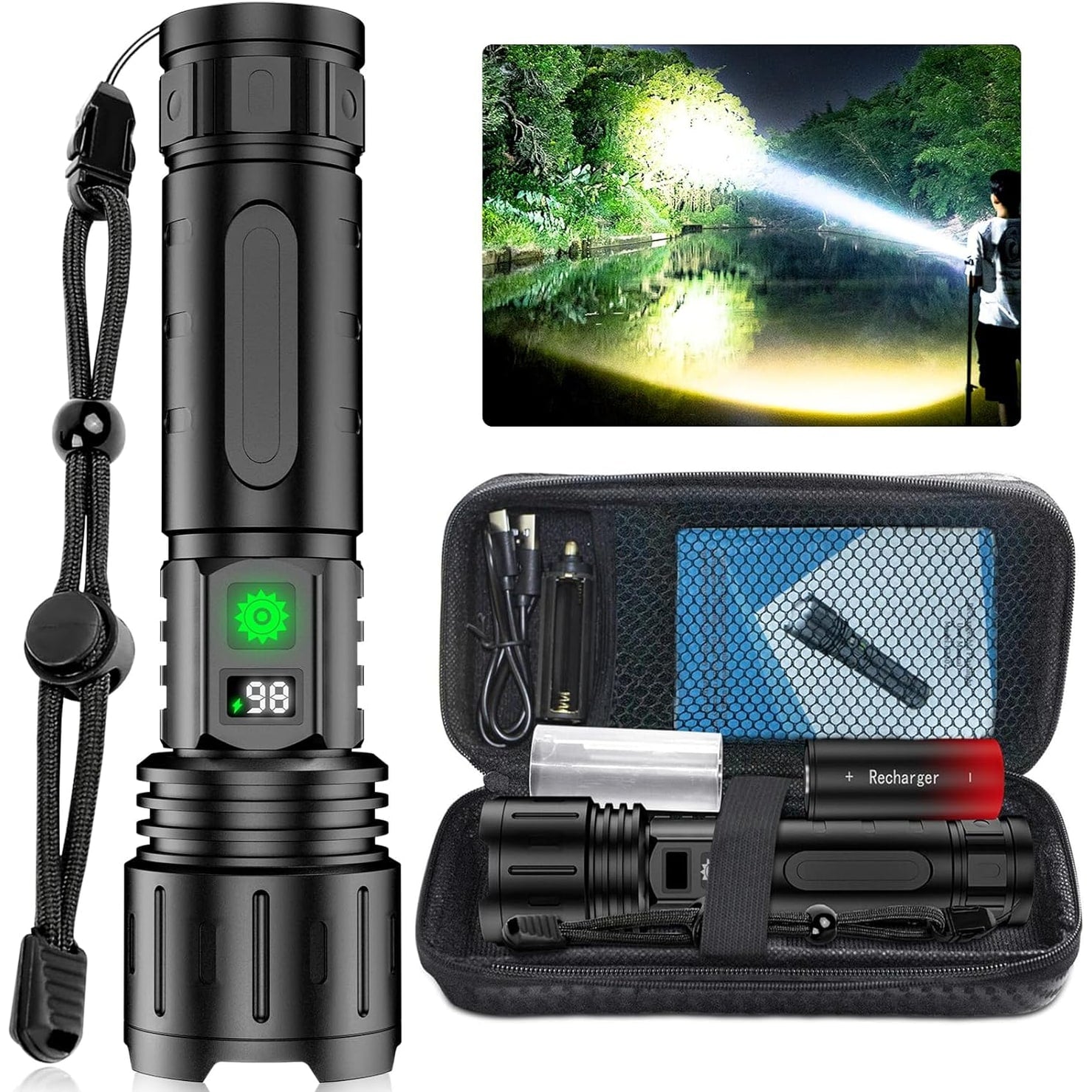 Extremely Bright LED Flashlight Long Range Zoom Functionality - Image 1