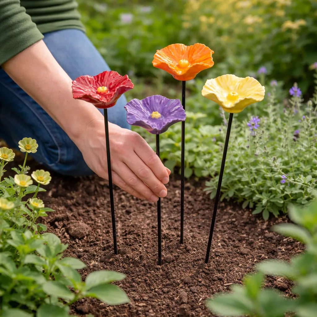Flower Garden Stakes Handmade Weatherproof Ceramic Bee Feeders 4 - Image 8
