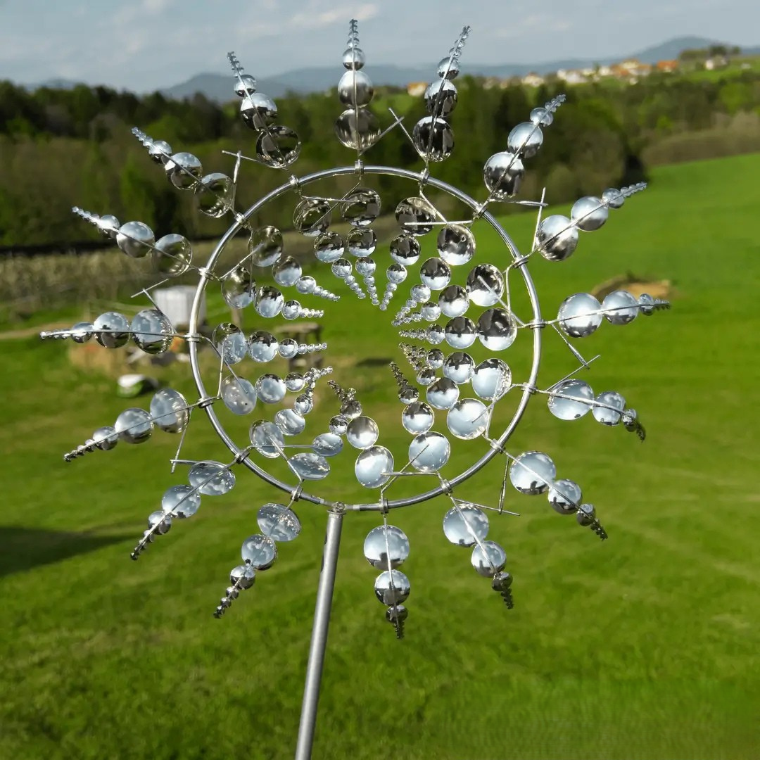 Garden Wind Spinner Crystal Accents Outdoor Decor