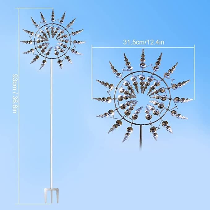 Garden Wind Spinner Crystal Accents Outdoor Decor - Image 3