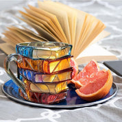 Handmade 3D Book Stack Coffee Mug Colorful Glass Design - Image 5