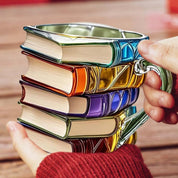 Handmade 3D Book Stack Coffee Mug Colorful Glass Design - Image 8