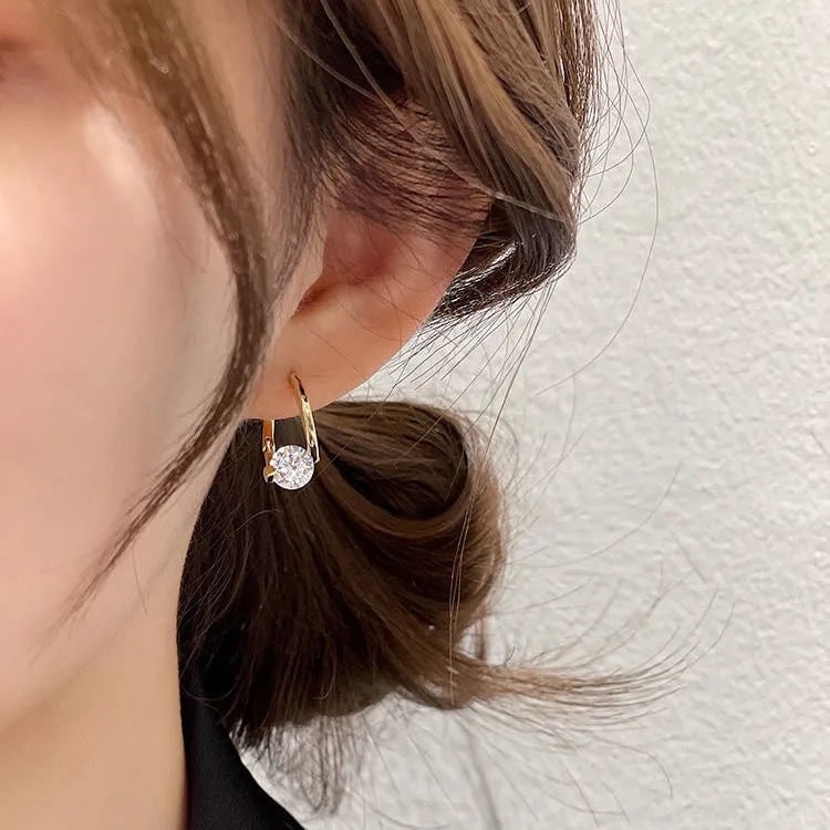 Hoop Earrings Crystal Accent Elegant Style - Image 1
