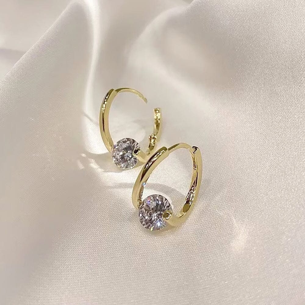 Hoop Earrings Crystal Accent Elegant Style - Image 3