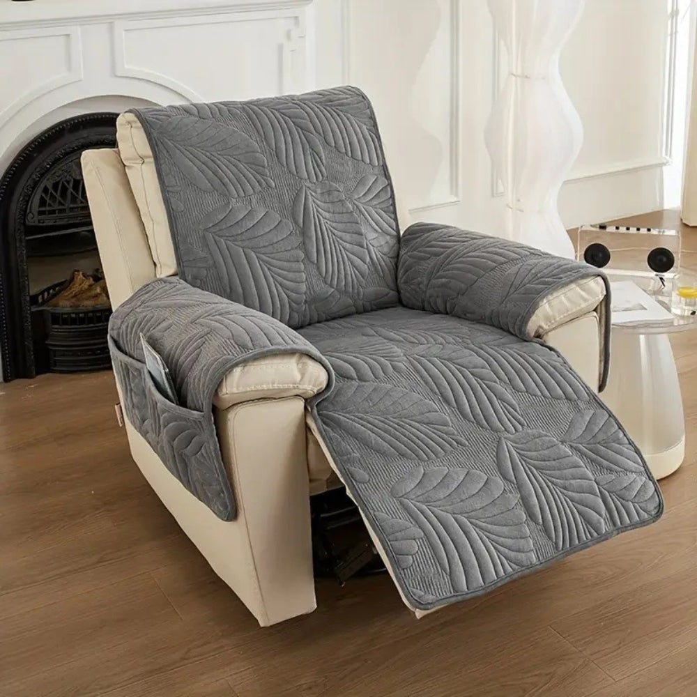 Leaf Pattern Recliner Cover Quilted Sofa Protector Living Room - Image 1