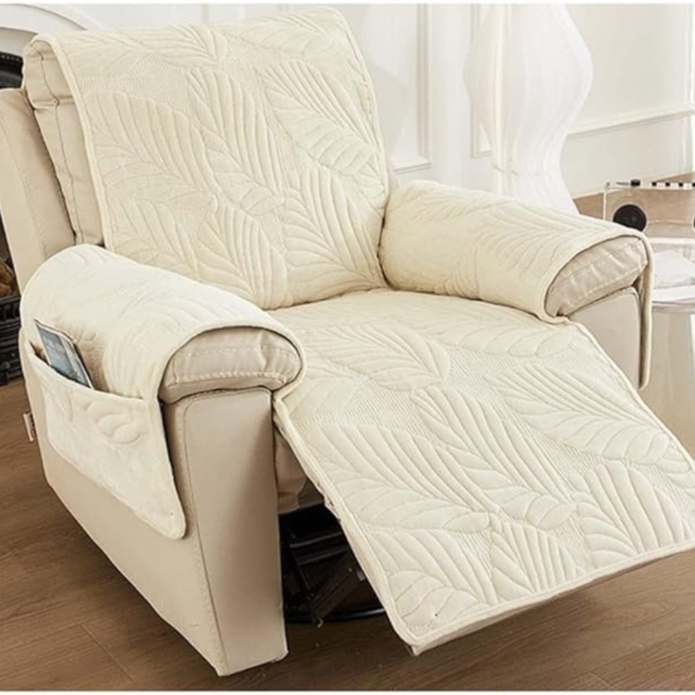 Leaf Pattern Recliner Cover Quilted Sofa Protector Living Room - Image 2