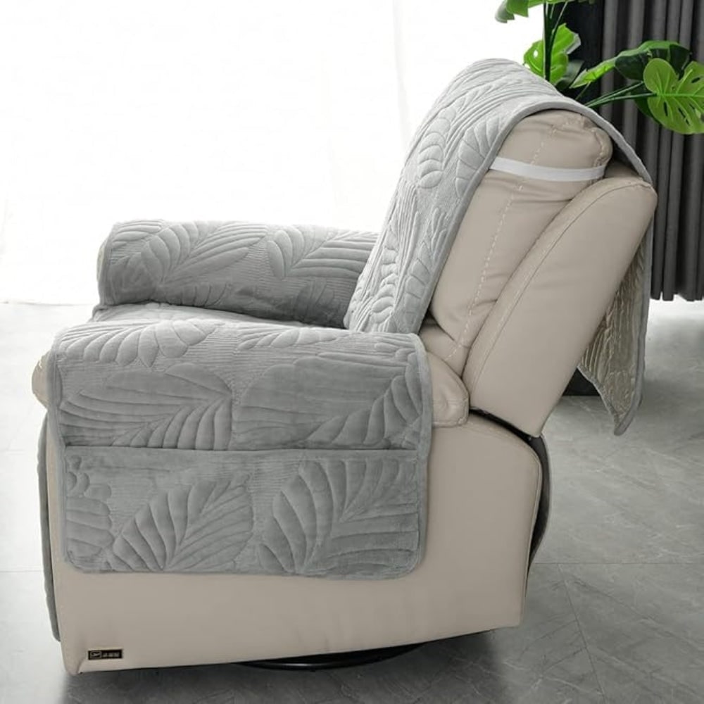Leaf Pattern Recliner Cover Quilted Sofa Protector Living Room - Image 9