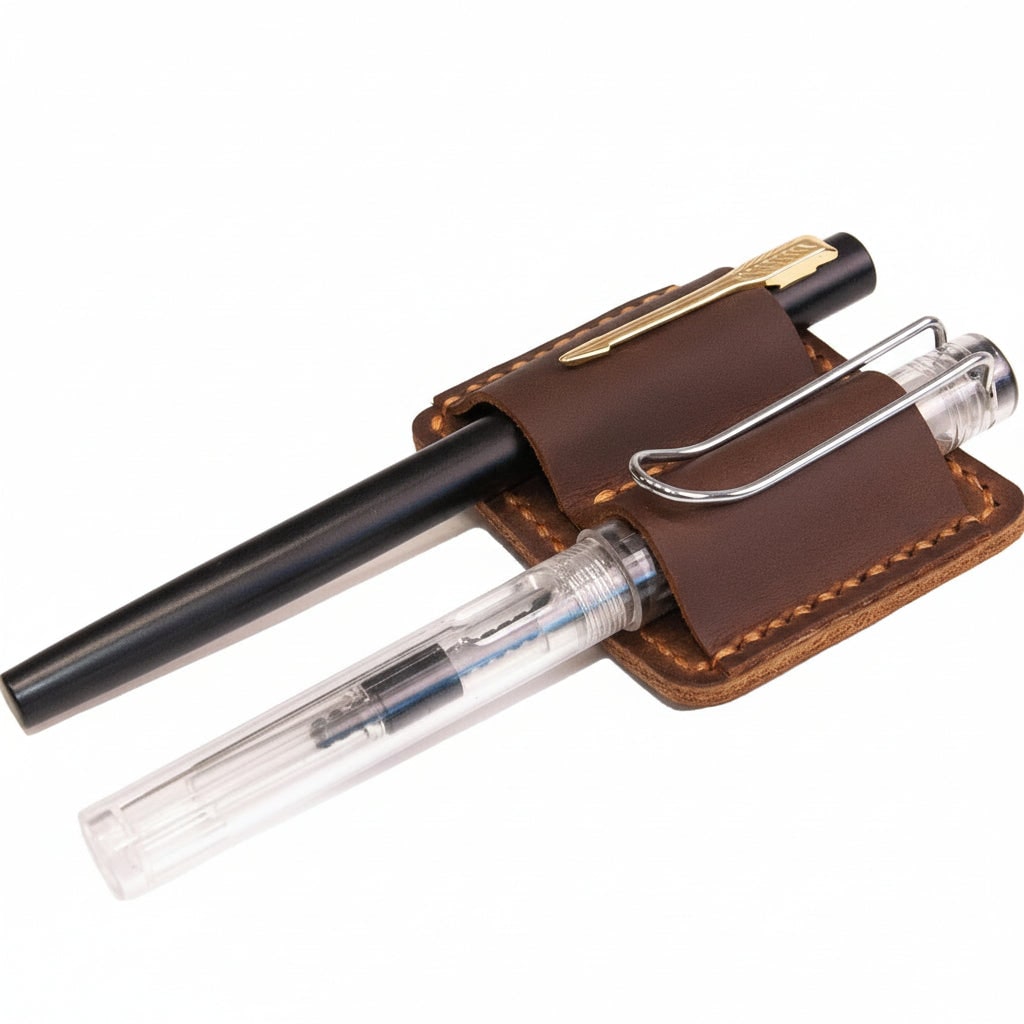 Leather Pen Case Fountain Pen Holder Desk Organizer - Image 3