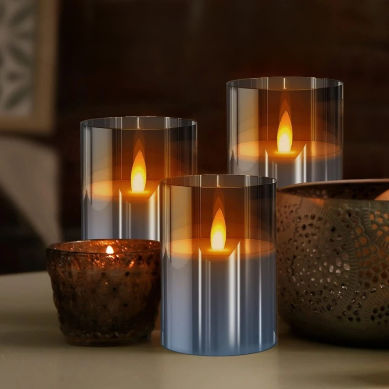 LED Flameless Candles Set 3 Realistic Glow - Image 1