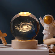 Luminous Crystal Ball Night Light Wooden Base - Image 1