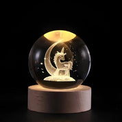 Luminous Crystal Ball Night Light Wooden Base - Image 12