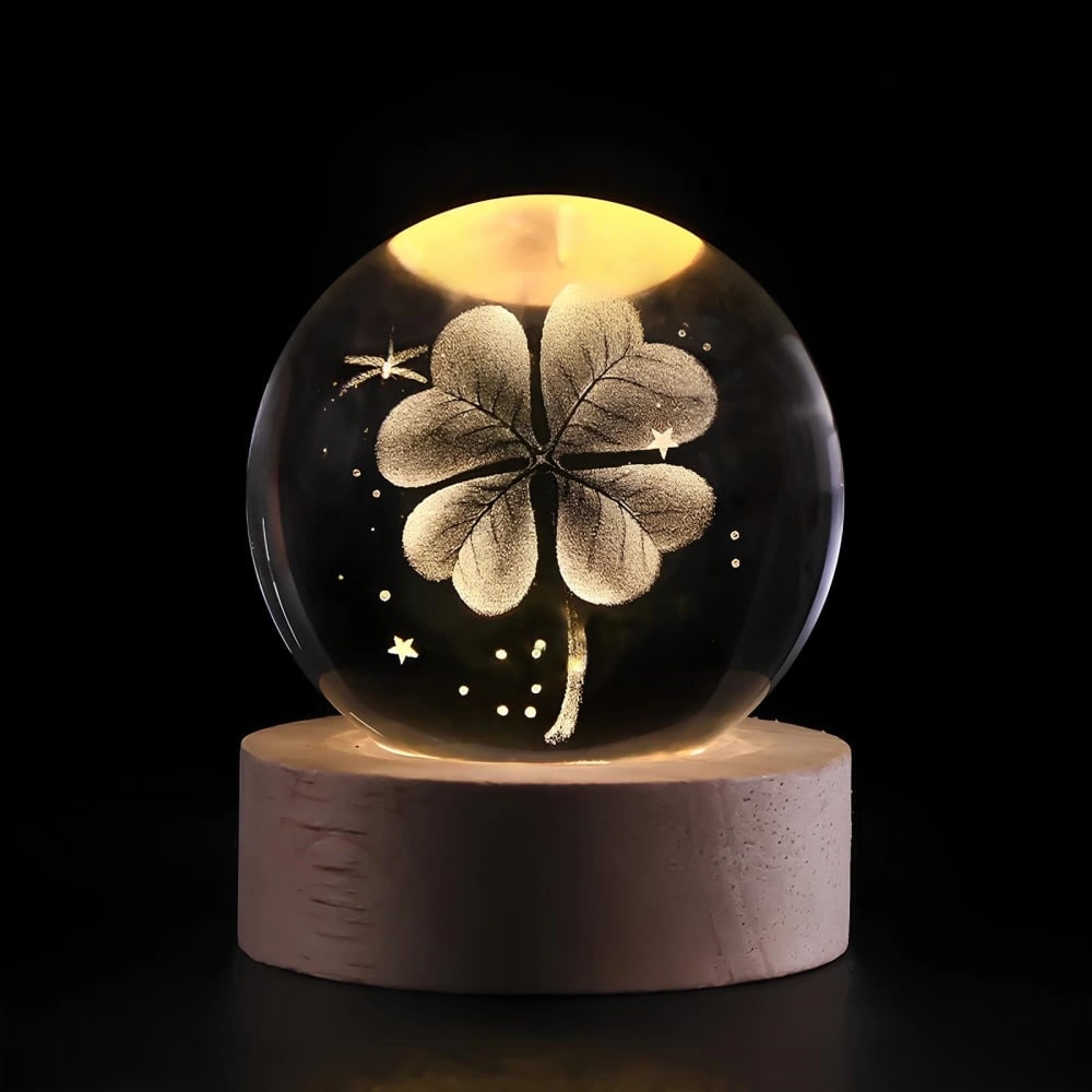 Luminous Crystal Ball Night Light Wooden Base - Image 14