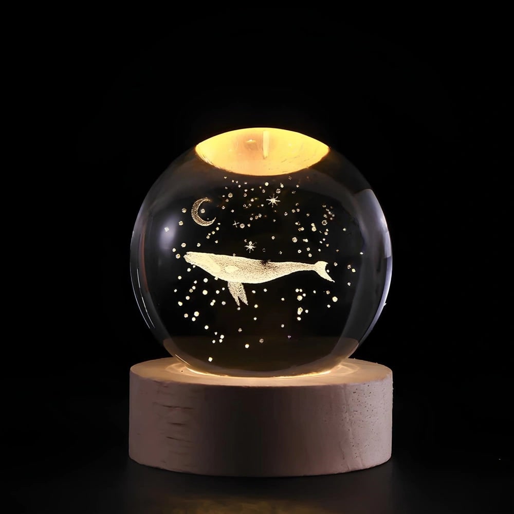 Luminous Crystal Ball Night Light Wooden Base - Image 17