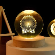 Luminous Crystal Ball Night Light Wooden Base - Image 20