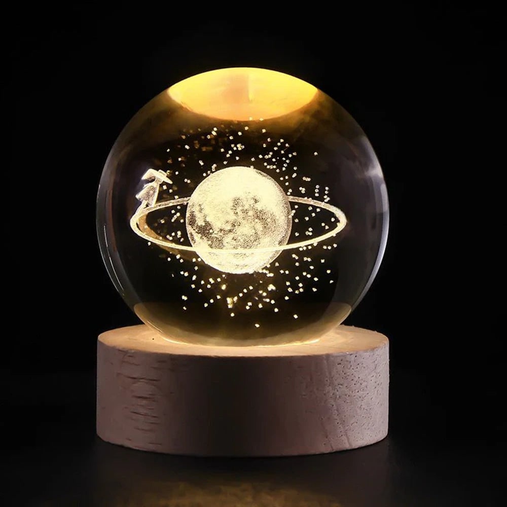 Luminous Crystal Ball Night Light Wooden Base - Image 25