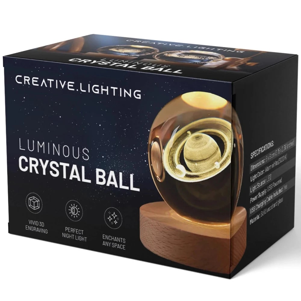 Luminous Crystal Ball Night Light Wooden Base - Image 27