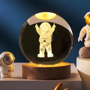 Luminous Crystal Ball Night Light Wooden Base - Image 3
