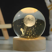 Luminous Crystal Ball Night Light Wooden Base - Image 6
