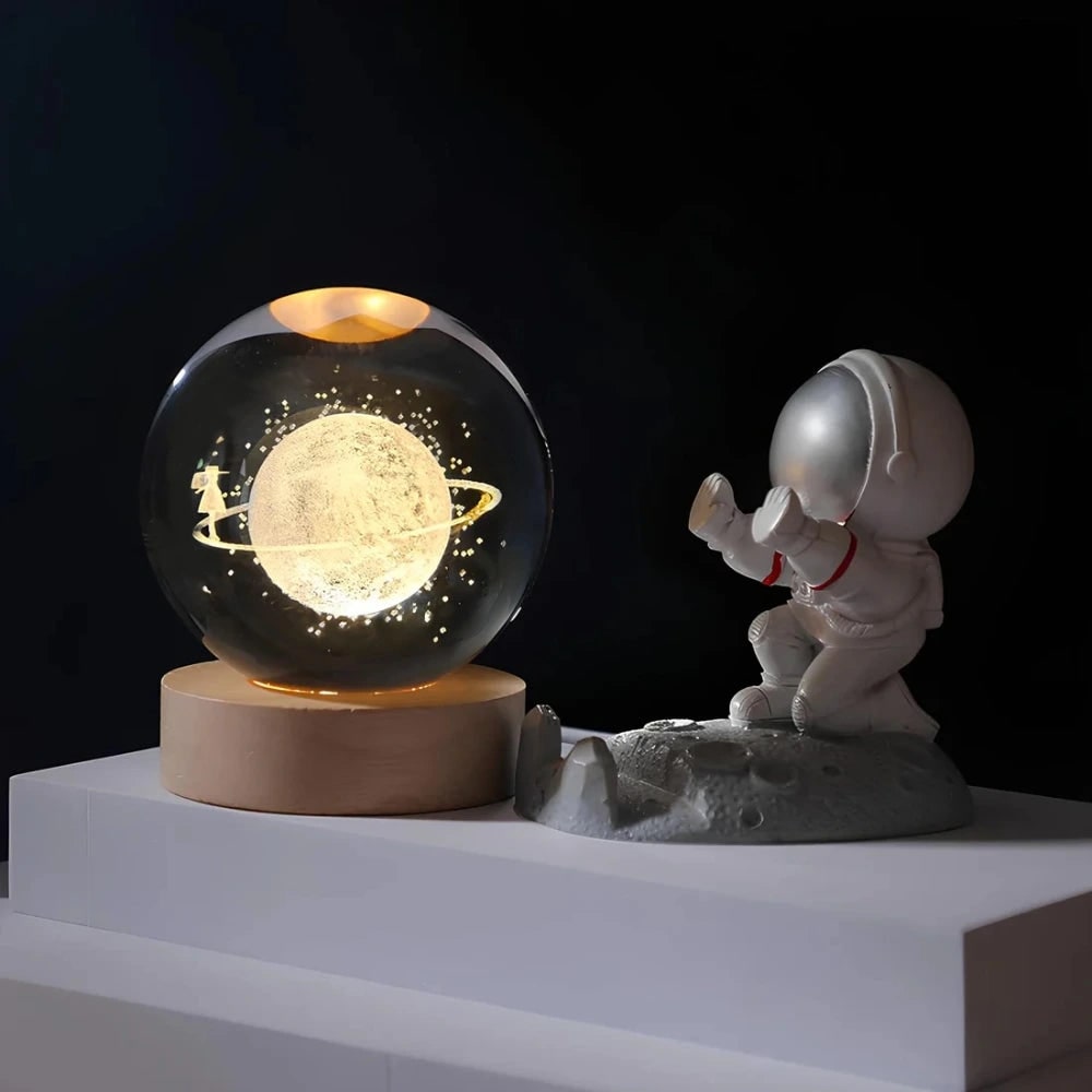 Luminous Crystal Ball Night Light Wooden Base - Image 8