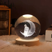 Luminous Crystal Ball Night Light Wooden Base - Image 9