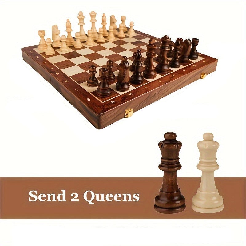 Luxury Wooden Chess Set Storage Box Classic Gameplay - Image 3