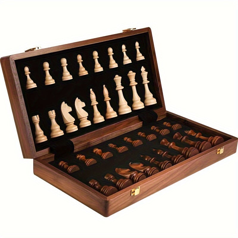Luxury Wooden Chess Set Storage Box Classic Gameplay - Image 4