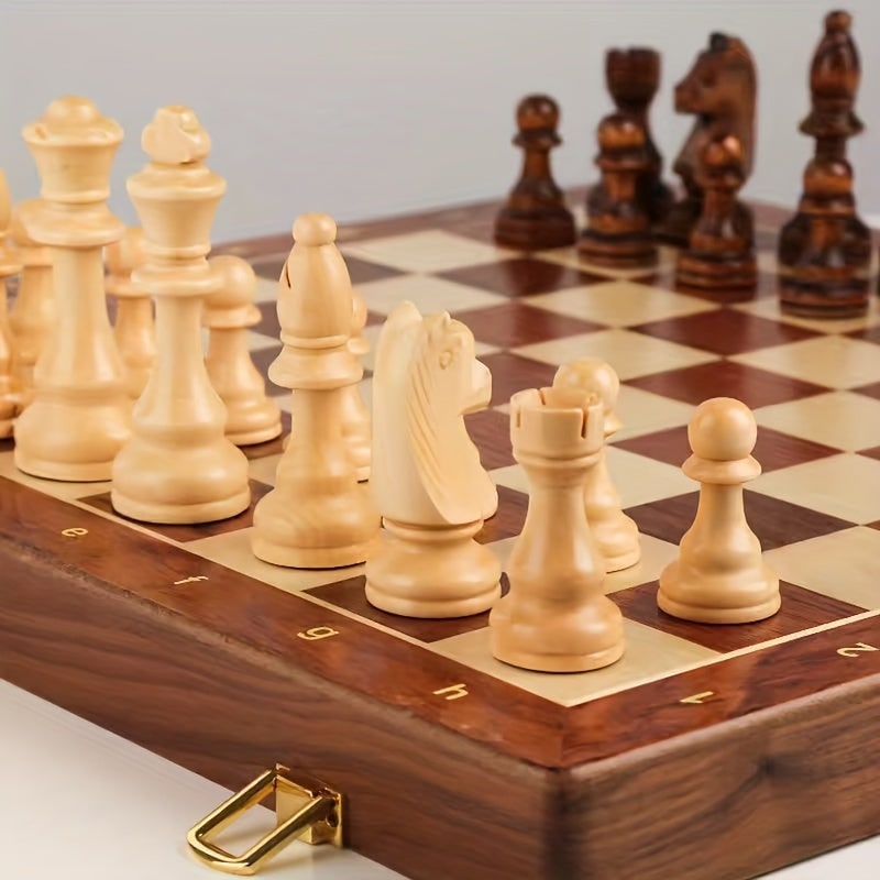 Luxury Wooden Chess Set Storage Box Classic Gameplay - Image 5