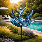 Metal Wind Spinner Garden Decor Lotus Design Rust-Resistant - Image 11