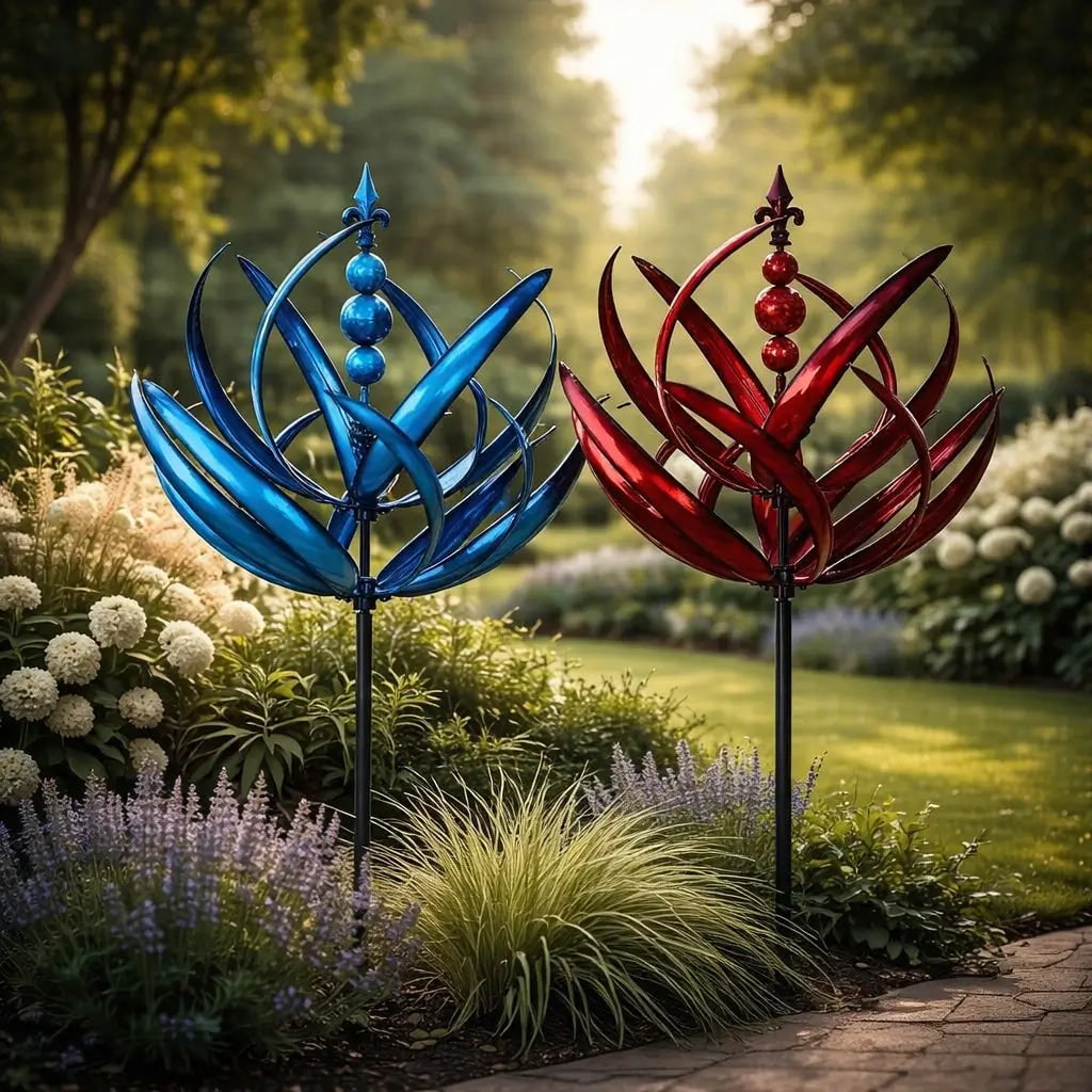 Metal Wind Spinner Garden Decor Lotus Design Rust-Resistant - Image 4