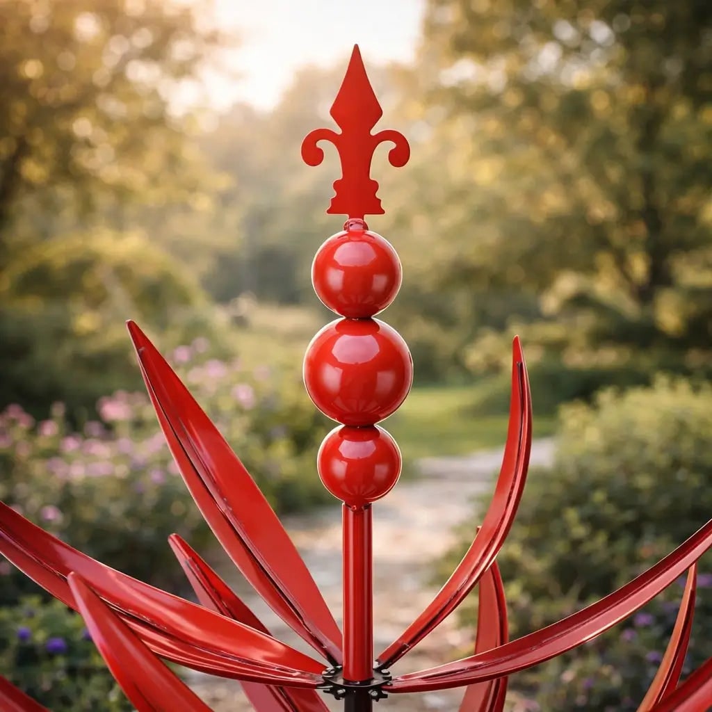 Metal Wind Spinner Garden Decor Lotus Design Rust-Resistant - Image 5