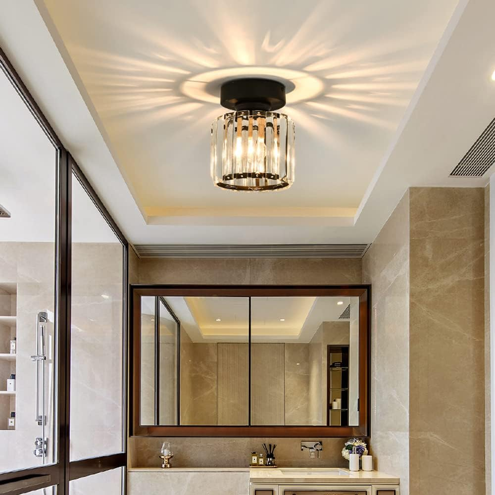 Modern Ceiling Light Fixture Hallway Metal & Glass Design - Image 11